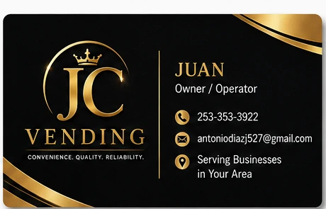JC Vending contact card for Juan, Owner / Operator
